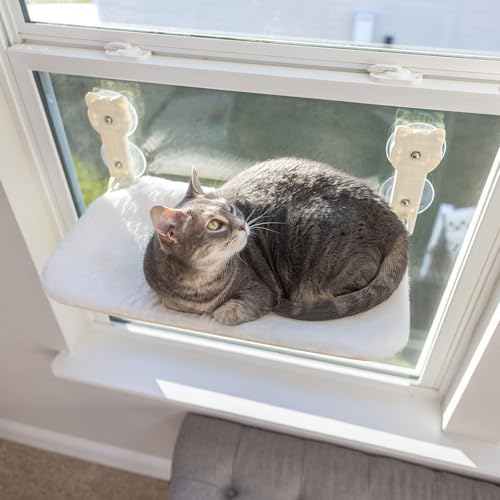 Katzen Fensterliege, Weiche und Bequeme Fenster Hängematte Katze, Einfache Installation und leicht zu Reinigen Katzenbett Fenster Upgraded Saugnäpfe...
