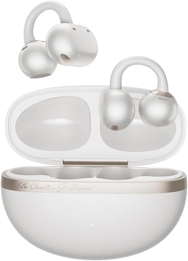 QCY Crossky C50 Kulakiçi Klipsli Açık Kulak Kablosuz Bluetooth 6.0 Kulaklık, 4 Mikrofonlu Kulaklık, 35H Çalma Süresi Kulak Manşeti, Koşu/İncelik için Rahat, IPX5 Su Geçirmez, Ultra Hafif
