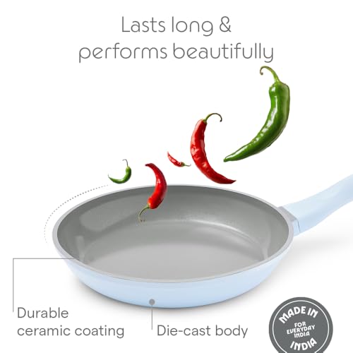 Image of Borosil Vajra Series Fry Pan 24 cm (1.5 L Capacity) | Diecast with Ceramic Coating Frying Pan with Handle | Gas Stove and Induction Friendly | PFOA /PFAS Free | Dishwasher Safe | 1 Year Warranty