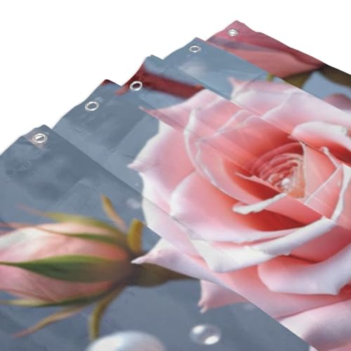 Rideau de douche en tissu épais et résistant lavable machine rose 152x183 - 4