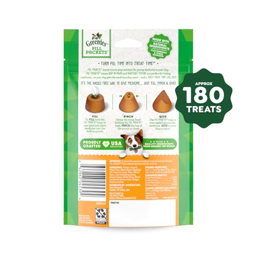 Image of Greenies Pill Pockets for Dogs Large Size, Dog Treat Pouch for Capsule Medication, Chicken Flavor, (6) 7.9 oz. Pouches