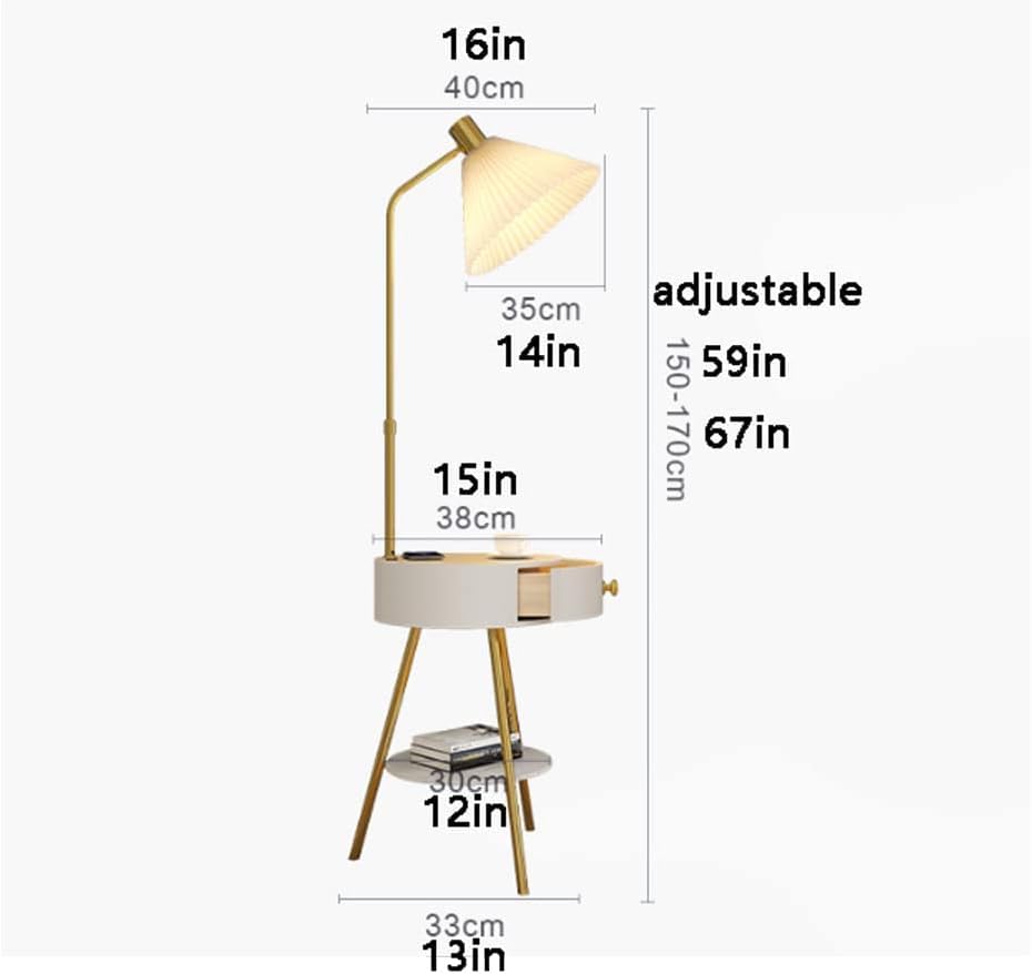 Lámpara de pie nórdica elegante y ajustable, iluminación sofisticada con cajones de almacenaje 4