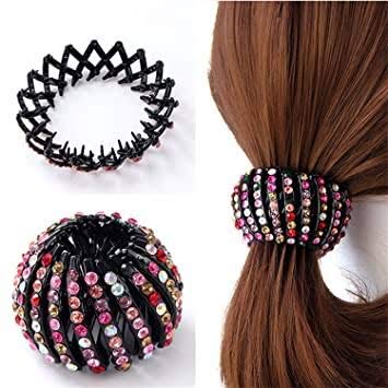 JAGMOOLYA Products Ponytail Hairpin Curling Iron, Rhinestone Bird's Nest Hairpin Ball Hair Clutcher Expandable Ponytail Holder Bird's Nest Shaped Hair Clips Claw Clamp for Girls and Women (Pack of1) 3