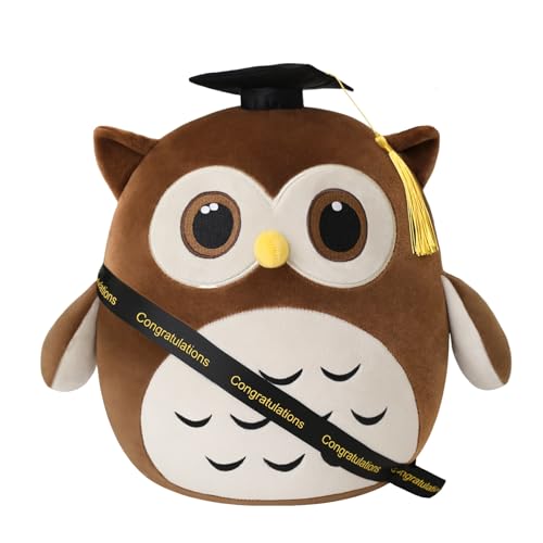 Xfrog Doudou en forme de chouette, cadeau de remise de diplôme, chouette, avec chapeau de docteur, cadeau de remise de diplôme, cadeau de remise de diplôme, cadeau de remise de diplôme ou d'études