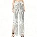 Women‘s Sequin Fringe Long Pants Bar Stage Performance Costume Fashion Hip Hop Style Sparkling Trousers Show (Silver, L)