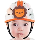 Xeano Baby Helmet, Infant Safety Helmet, Toddler Walking Helmet, Soft Foam Helmet, Protector Cap Adjustable Hat for Walking and Crawling Suit 8-36 Months (Orange Lion)