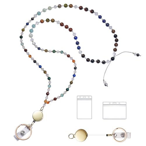 LEGENTLISUR Lanyards for ID Badges and Keys Teacher Lanyard for Women Cute Retractable Beaded Lanyards for ID Badge Holders
