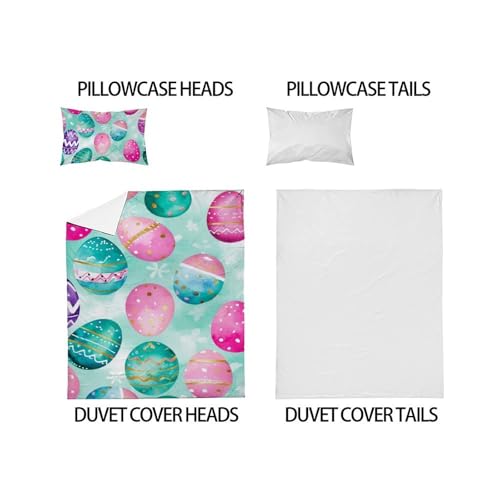 Parure de lit œuf coloré avec housse de couette 135x200 et taie en microfibre - 5