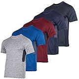 Men's Quick Dry Fit Dri-Fit Short Sleeve Active Wear Training Athletic Essentials Crew T-Shirt Fitness Gym Wicking Tee Workout Casual Sports Running Tennis Exercise Undershirt Top - 5 Pack,Set 6-L