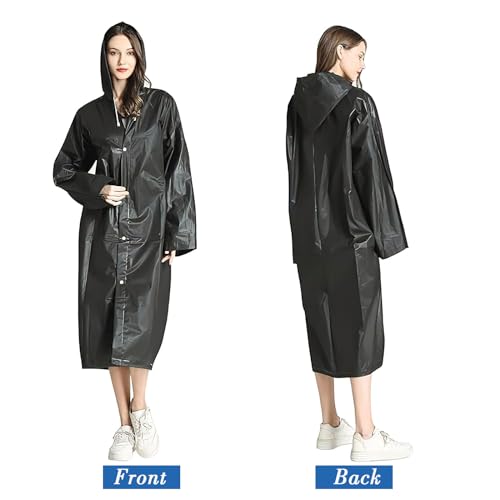 2 Pack EVA Raincoat Reusable Rain Windbreaker Hoodie Long Rain Wear Packable Pullover Rain Jackets Men Women3