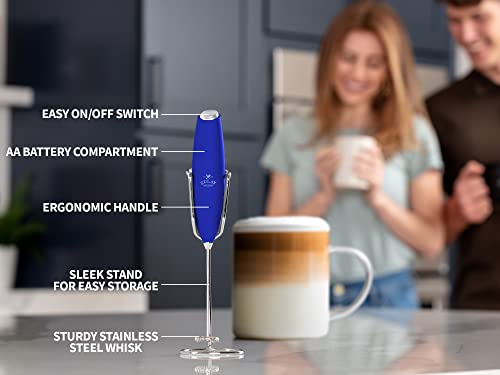 Image of Mini & Mighty Milk Frother Wand - Powerful Handheld Coffee Frother, Battery Operated Drink Mixer - Compact Pocket Size - Detachable Whisk for Latte, Cappuccino, Matcha, Hot Chocolate
