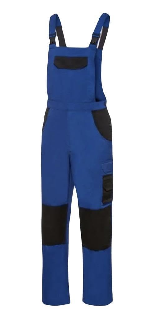 Popoqo Bib and Brace Overalls Heavy Duty Work Trousers Combat Cargo Dungarees Knee Pad Pockets Blue_32W / 32L