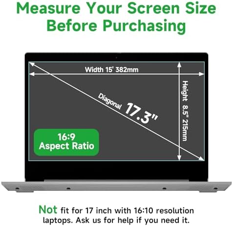2 Pcs 17.3 Inch Anti Blue Light Screen Protector, Reduce Eye Strain Matte Anti Glare Computer Screen Cover, Blue Light Blocking Screen Protector for HP/Lenovo/Dell/ASUS/Acer/Samsung 17.3’’ with 16:9