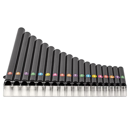 Deekec 18 Pipes Pan Flute C Key - Beginner-Friendly Instrument with Enhanced Mouthpiece Design for Easy Play, Perfect for Students and Music Enthusiasts, Black