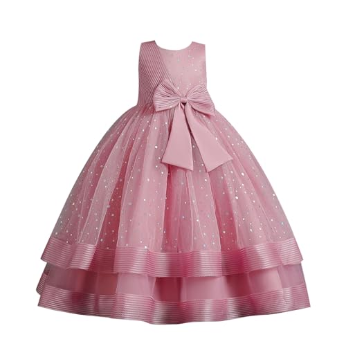 Generisch Vestido de niña para niña, vestido de fiesta largo de princesa, vestido de Navidad, vestido de vacaciones con lentejuelas, vestido de tutú, vestido de fiesta, vestido de baile, sin mangas