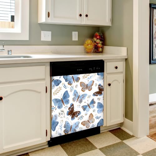 Panel frontal magnético reutilizable de 53 x 66 cm con estampado de mariposas para lavavajillas 6