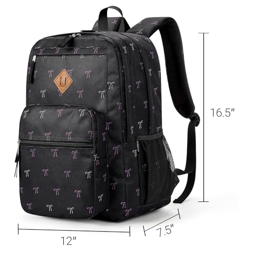 Image of ZORFIN 26L Backpack for College, and Travel: Water Resistant Bookbag - Bow Black