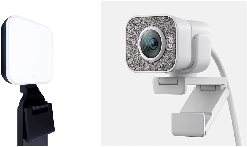         Logitech Litra Glow Premium LED Streaming Light with TrueSoft and Logitech StreamCam, White for Creators and Streamers       