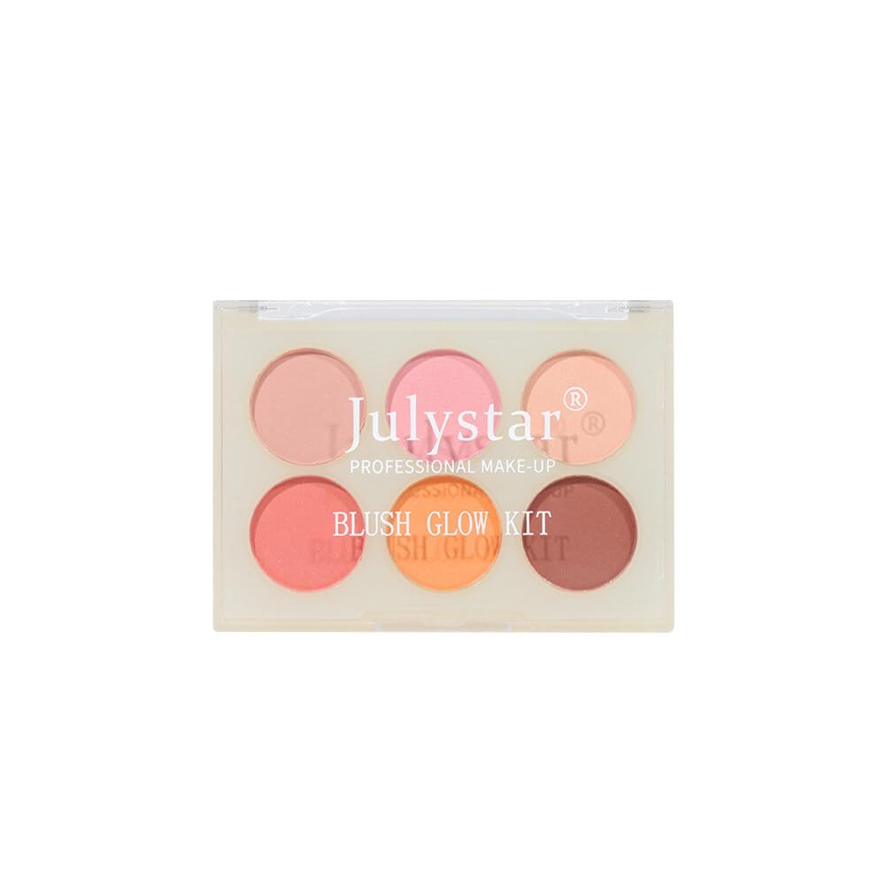 Cosmetics Powder Blush Palette, 6 Blush Shades for Beautiful, Long-Lasting Pigment, Makeup 6 Color Blush Palette, Contour and Highlight Matte Blush Powder Face Blush Palette, Type 1