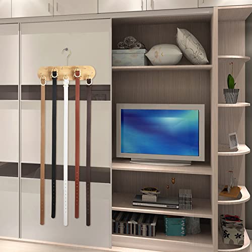 Belt Hanger For Closet, Holds Over 28 Belts, Wooden Belt Organizer Rack With 360° Swivel Hook, Belt Hanger Wall Mount Belt Rack Belt Display Hanger Belt Holder Organizer For Closet, Wall, Door #TOP4