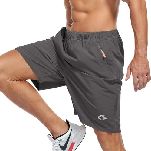 Image of CBlue Men's Outdoor Quick Dry Lightweight Sports Shorts with 2 Zipper Pockets, Breathable Hiking Running Gym Workout Athletic Shorts (in, Alpha, 3XL, Regular, Dark Grey)