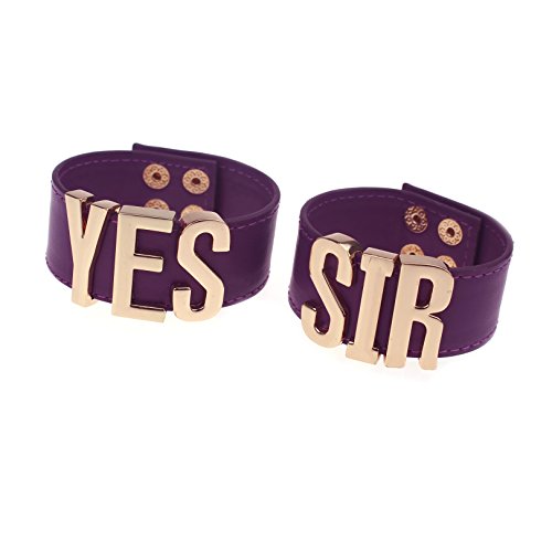 Coolcoco Adjustable Luxury Gold Letter Purple Leather Yes Sir Bracelet For Women Girls Prime Cosplay Accessory (2 Pieces/Set) #TOP3