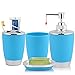 Accessoires Salle de Bain - Salle de Bain Distributeur Savon Bleu Comprend Une Tasse un porte-brosse à dents un porte-savon un distributeur 4 pièces Bleu
