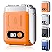 Mini Electric Razor for Men, 2025 New Portable Razors for Men IPX7 Waterproof, Cordless Type-C Fast Rechargeable Electric Shaver, Magnetic Double Head Shavers for Home or Travel (Orange)
