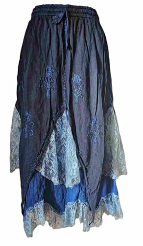 Karma Handicrafts Handmade Bohemian Hippy Patchwork Skirt Festival Cotton Elastic Lace Dress S30