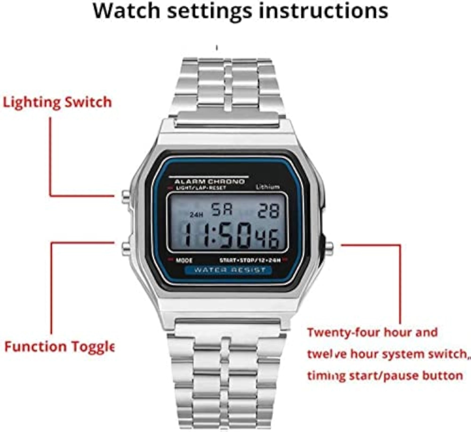 Unisex Premium Digital Square Dial Wrist Watch