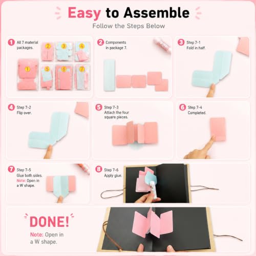 Image of HASTHIP Foldable Scrapbook Album Accordion Photo Memory Book