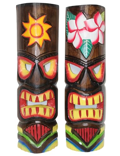WorldBazzar 20" SET OF 2 HANDMADE TIKI MASK leaf pina