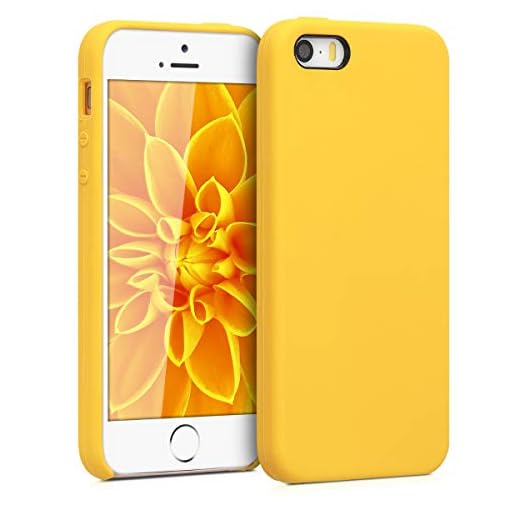 kwmobile TPU silikonfodral kompatibelt med Apple iPhone SE (1.Gen 2016)/5/5S – fodral smalt skyddande telefonfodral med mjuk finish – honungsgul
