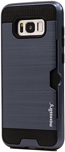Maxessory Galaxy S8 Plus/Galaxy S8+ Case, Enhanced Thin Rigid Tough Reinforced Protective Armor Cover W/Reinforced Bumper Easy-Access Card Holder (Dark Blue)