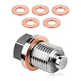 Wevdn Magnetic Oil Drain Plug, Aluminum M16×1.5 Sump Drain Nut Bolt with 5 PCS Copper Crush Washer, Universal Oil Drain Plug Replacement for Most Cars Motorcycles, Car Accessories