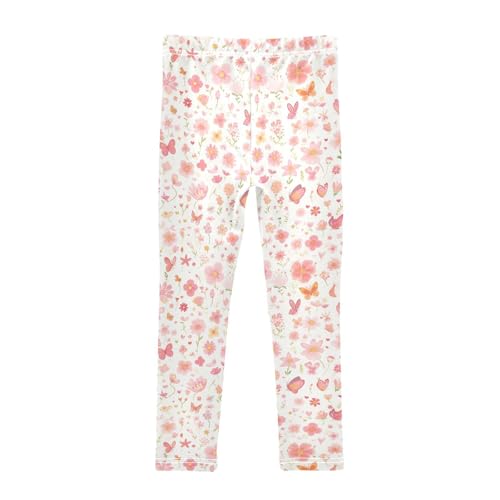 KLL Embroidery Bee Butterfly Flowers Toddler Girl Legging Comfortable High Waisted Dance Pants Exercise2