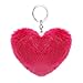 Soleebee Doux Artificielle Fourrure De Lapin Porte-clés Pompon Coeur d'amour Duveteux Porte-clés Valise Sacs À Dos Accessoires Charme pour Les Femmes Filles (Rouge)