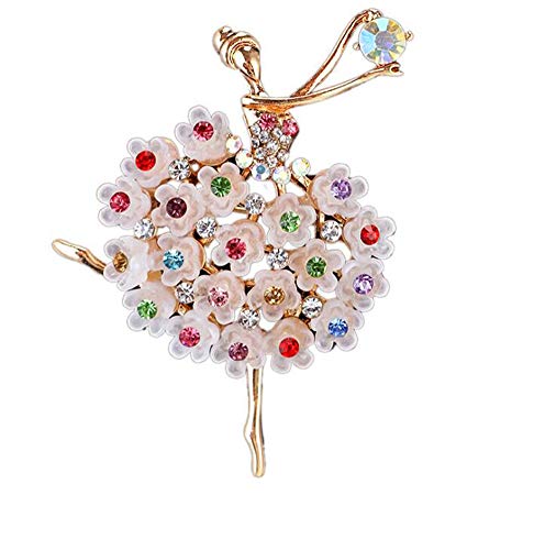 WOIWO 1PCS New Korean Silk Scarf Brooch, Gem-Encrusted Luxury Fashion Ballerina Brooch