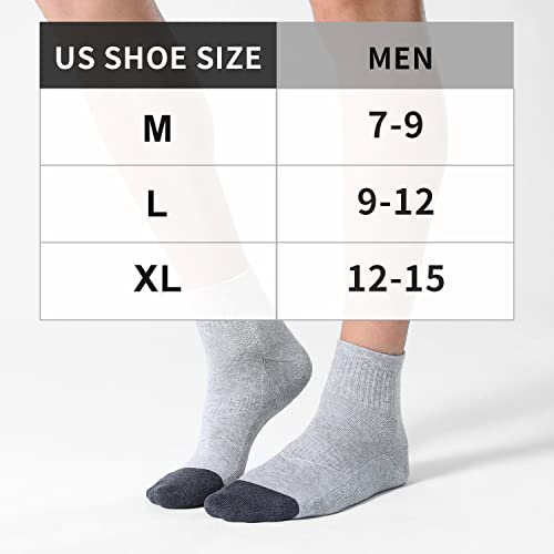 Cs Celersport 6 Pack Men's Ankle Socks With Cushion Athletic Running Socks, Light Grey, Shoe Size: 7-9 #TOP1
