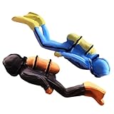 FUNOMOCYA 2 Piezas Figuras de Buzos Miniatura para Decoración de Mesas de Arena y Acuarios de Azul y Marrón Modelo Simulación Realista para Micro Paisajes y Acuarios