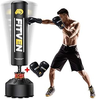 FITVEN Freestanding Punching Bag 70''-205lbs with Boxing Gloves Heavy Boxing Bag with Suction Cup Base for Adult Youth Kids - Men Stand Kickboxing Bag for Home Office