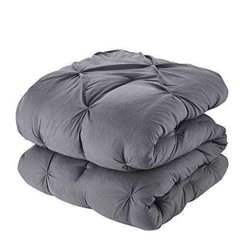 Image of King Size Comforter Set 8 Piece Bed in a Bag with Bed Skirt, Fitted Sheet, Flat Sheet, 2 Pillowcases, 2 Pillow Shams, King, Pintuck Gray