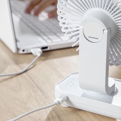 InnovaGoods Ventilatore da Scrivania Ricaricabile Fanrec Ø5,4'' 3600 mAh / 13,3 W - 5