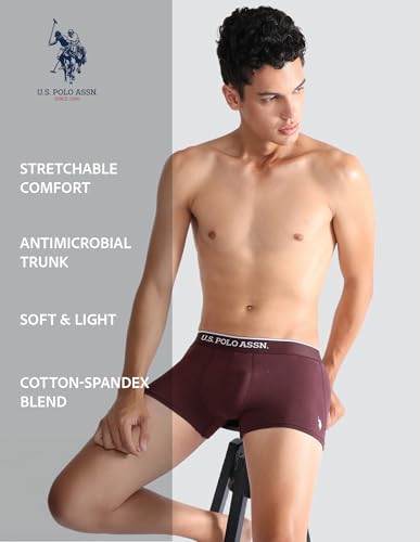 Image of U.S. Polo ASSN. Mens ET004 Anti Microbial Cotton Stretch Essential Underwear Trunk -Pack of 2
