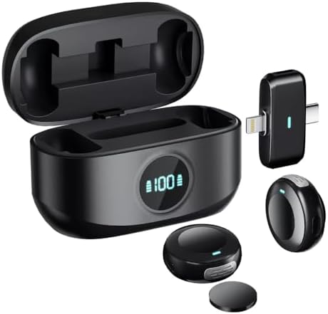 Microfone Lapela Sem Fio Kit Duplo iPhone (IOS) Android USB-C - C...