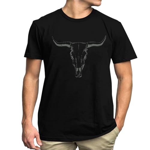 UNIQUEONE Mens Western Country Cowboy Shirts: Boho Cow Skull Graphic Tees Mens Country Concert Shirts