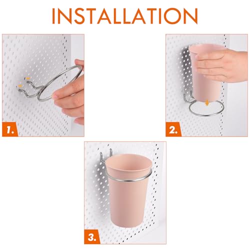Image of Pegboard Cups With Loops, 9 Pack Pink Peg Board Pencil Holder Organizer