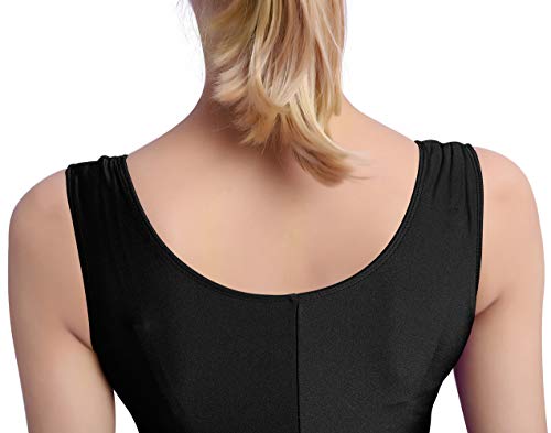 Mvefward Womens Tank Biketard Sleeveless Short Unitard Dance Bodysuit for Adult Black M - Thumbnail 3