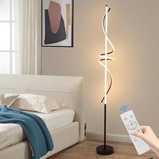Mikeru Modern Spiral Floor Lamp with Foot Switch, 150cm Living Room Standing Lamp, 3000k/4500k/6500k Dimmable Floor Lamp, Brightness Adjustable 10%-100% Reading Lamp for Bedroom, Office, Study Room