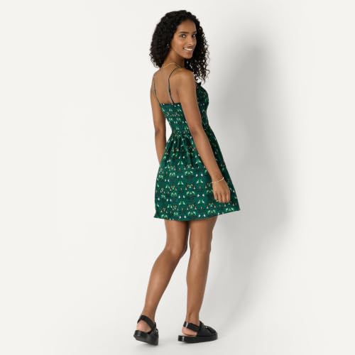 Image of Amazon Essentials Women's Regular-Fit Cotton Sateen Smocked Bodice Dress